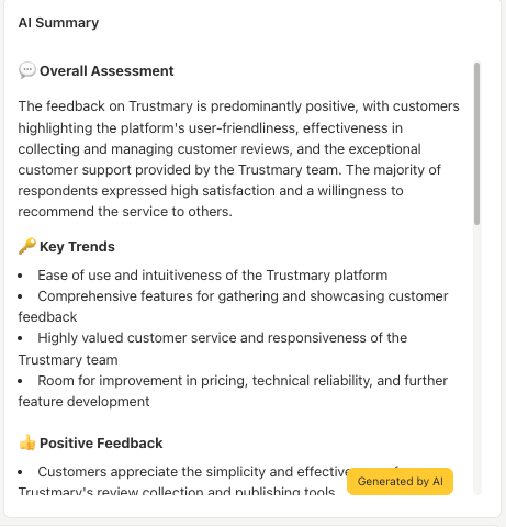 Trustmary’s AI Summary (BETA) – Actionable Insights at a Glance